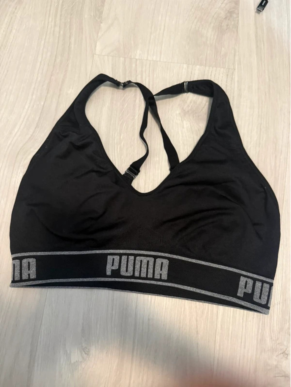 PUMA Logo Band Racerback Seamless Sports Bra - Size L